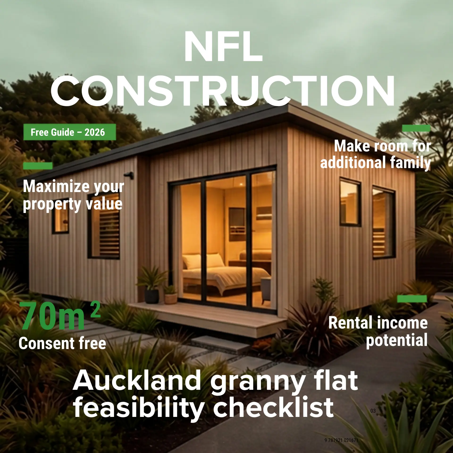 NFL Granny Flat Feasibility Checklist 2026 cover page (800 x 800 mm)